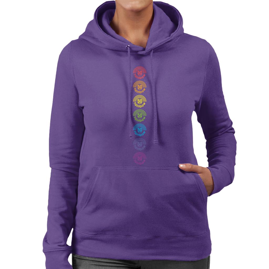 Rainbow 7 Colours Logo 50 Years Anniversary Women's Hooded Sweatshirt-ALL + EVERY