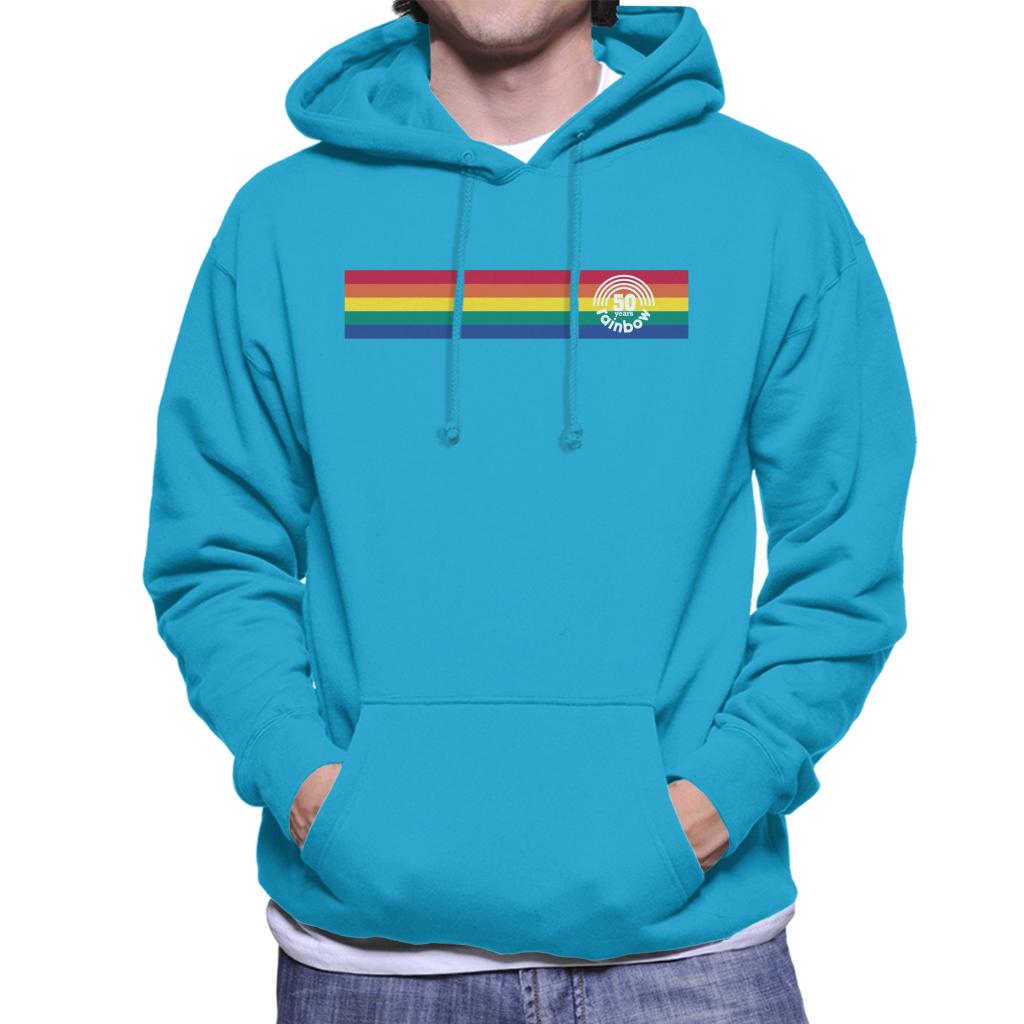 Rainbow 1972 50 Years Anniversary Banner Men's Hooded Sweatshirt-ALL + EVERY