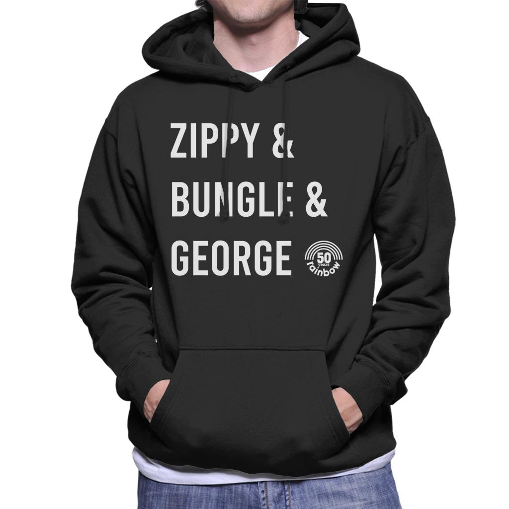 Rainbow 1972 50th Anniversary Zippy And Bungle And George Men's Hooded Sweatshirt-ALL + EVERY