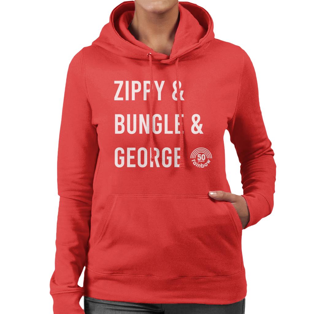 Rainbow 1972 50th Anniversary Zippy And Bungle And George Women's Hooded Sweatshirt-ALL + EVERY