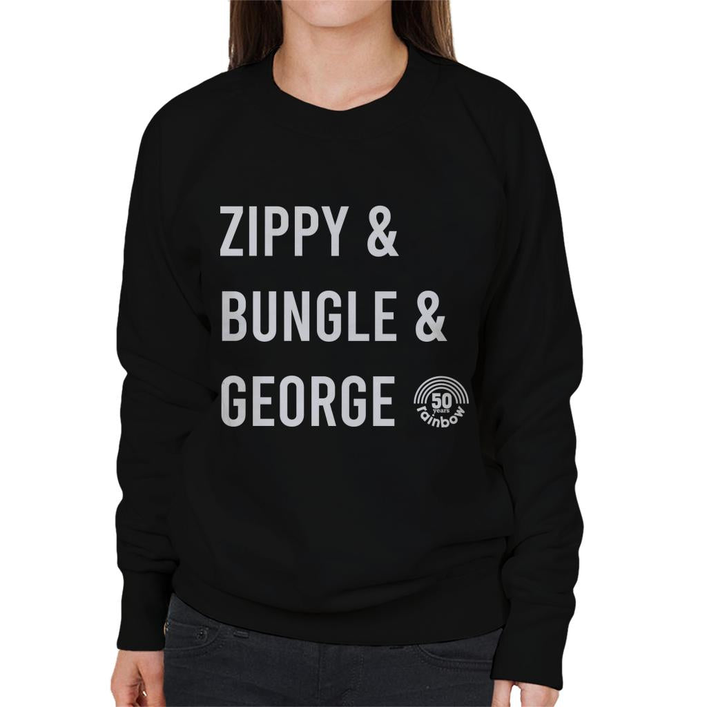 Rainbow 1972 50th Anniversary Zippy And Bungle And George Women's Sweatshirt-ALL + EVERY