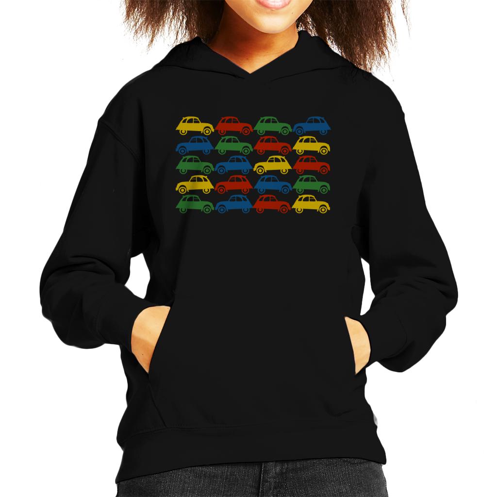 Citroën 2CV Vintage Multi Colour Pattern Kids Hooded Sweatshirt-ALL + EVERY