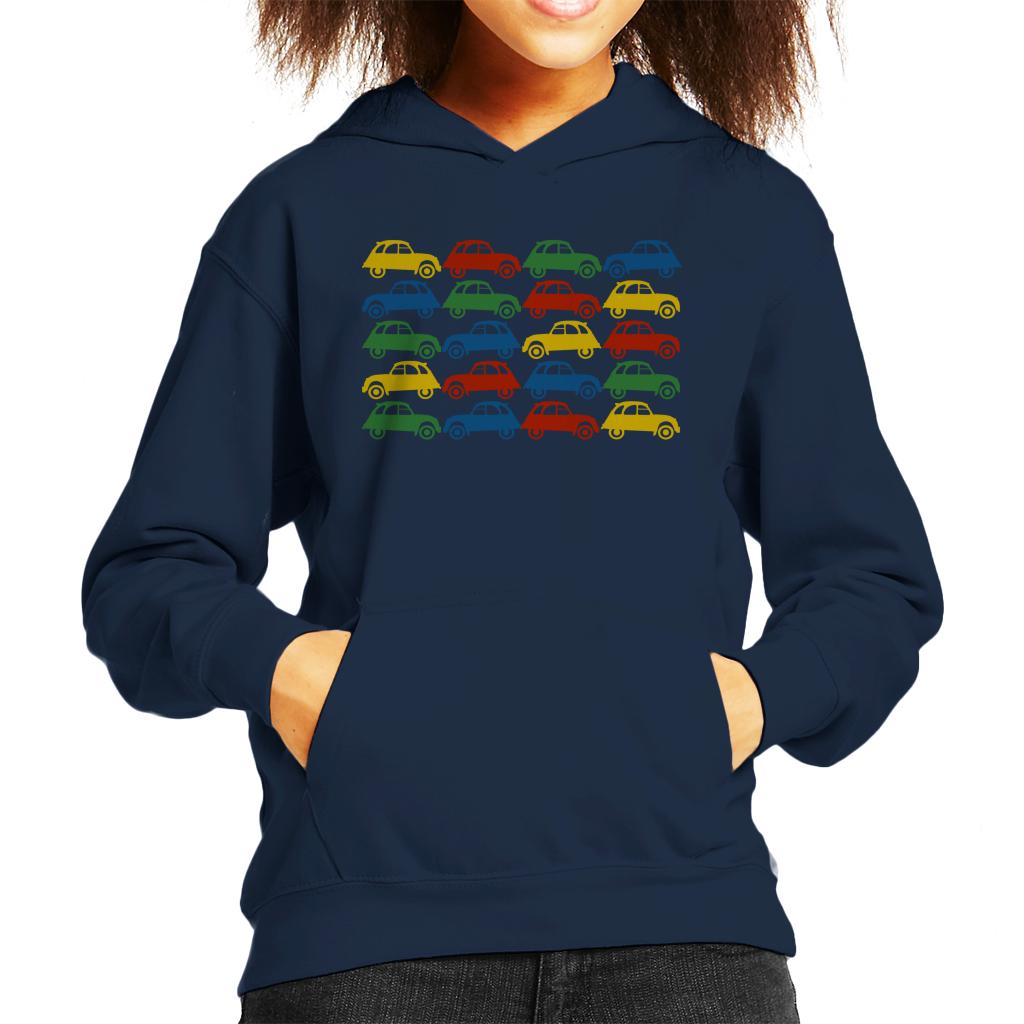 Citroën 2CV Vintage Multi Colour Pattern Kids Hooded Sweatshirt-ALL + EVERY