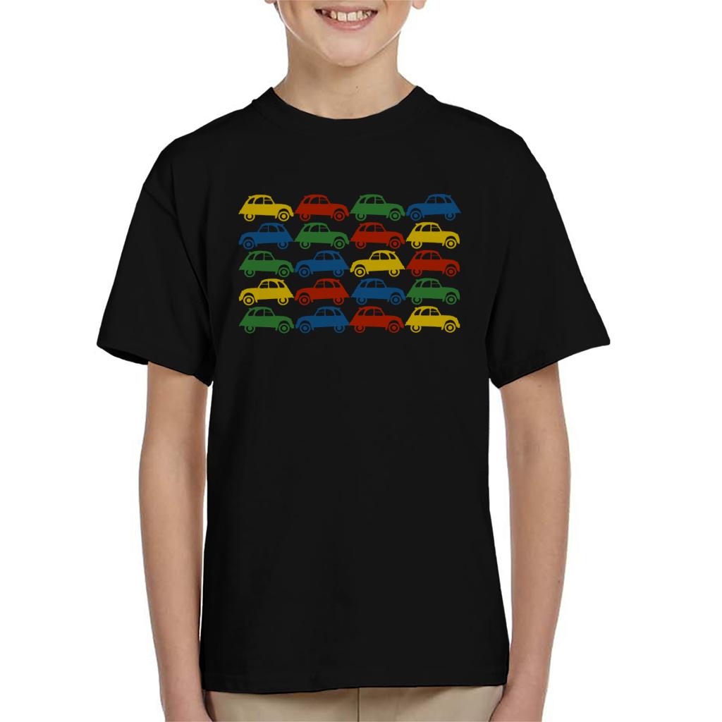 Citroën 2CV Vintage Multi Colour Pattern Kids T-Shirt-ALL + EVERY