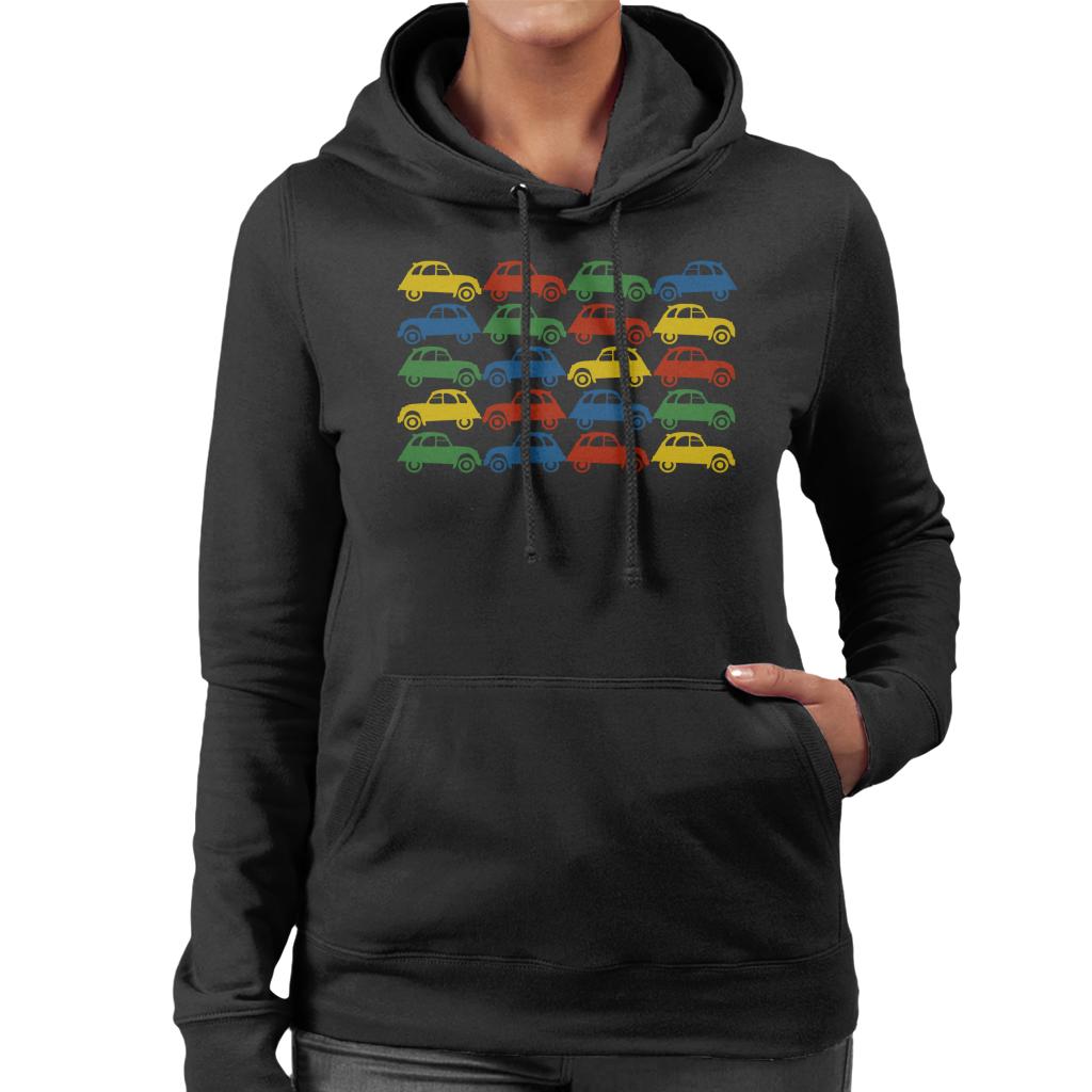 Citroën 2CV Vintage Multi Colour Pattern Women's Hooded Sweatshirt-ALL + EVERY