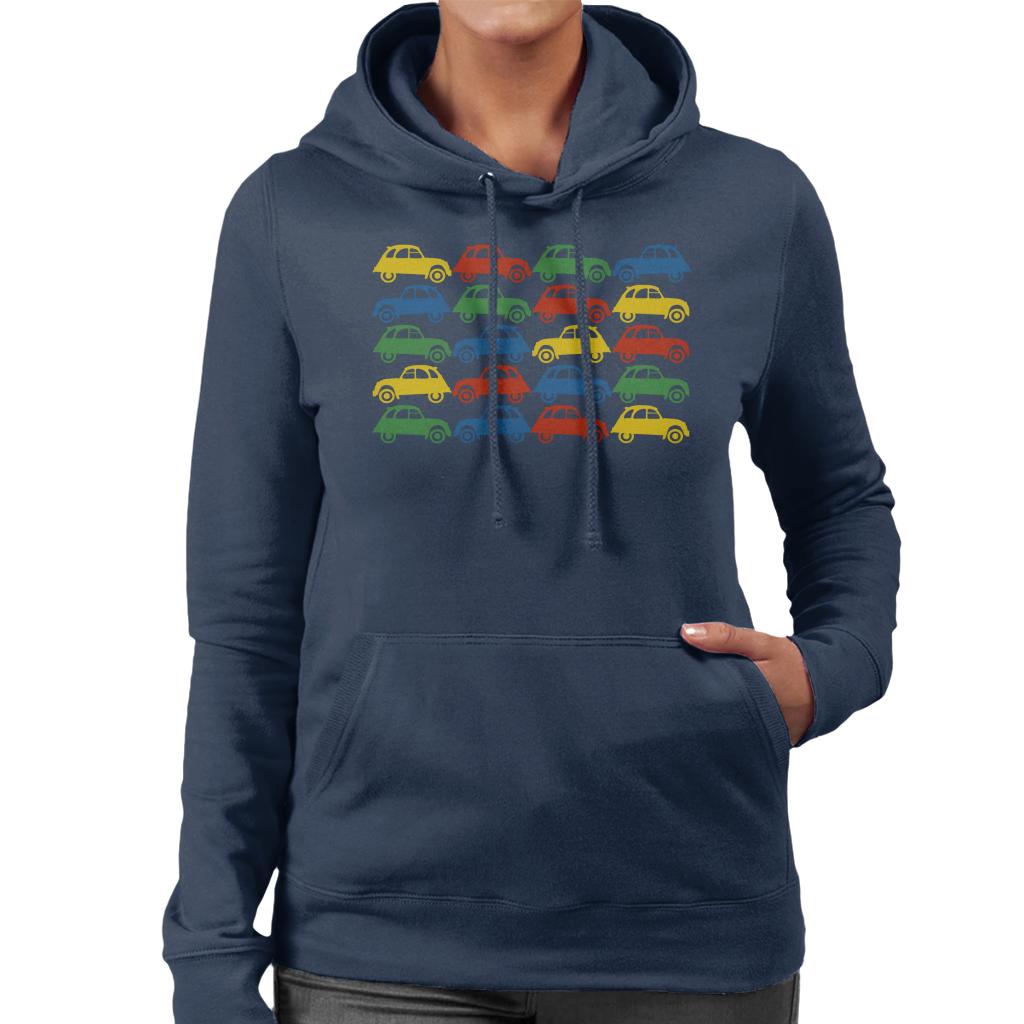 Citroën 2CV Vintage Multi Colour Pattern Women's Hooded Sweatshirt-ALL + EVERY