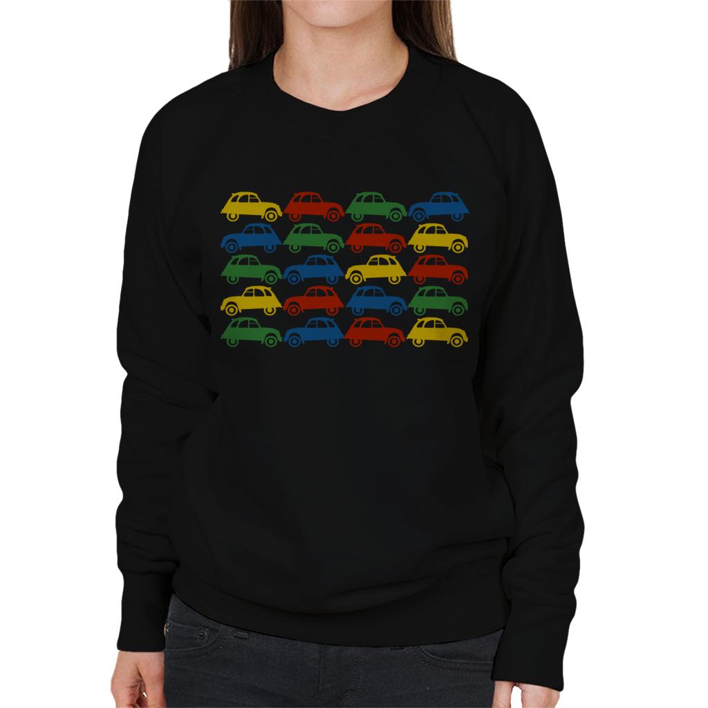 Citroën 2CV Vintage Multi Colour Pattern Women's Sweatshirt-ALL + EVERY