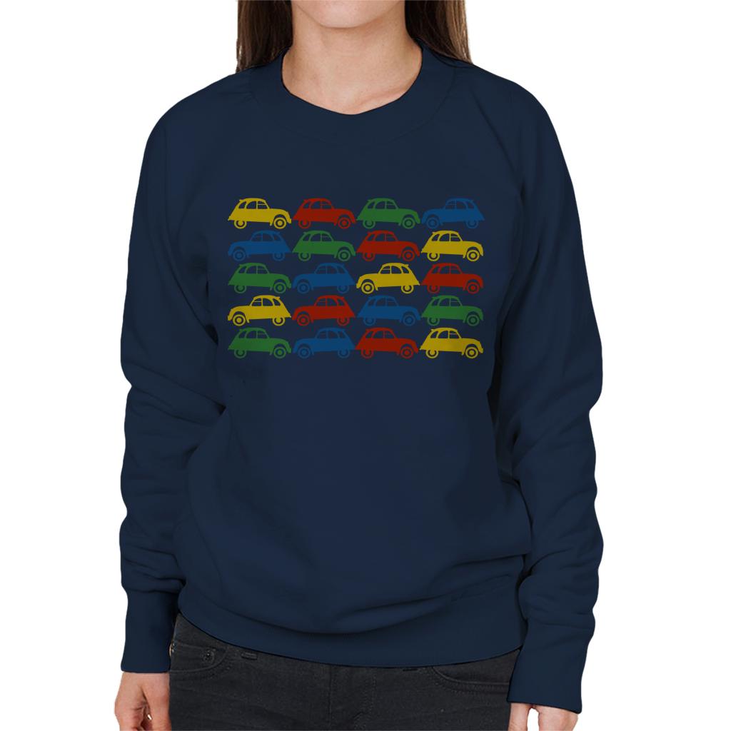 Citroën 2CV Vintage Multi Colour Pattern Women's Sweatshirt-ALL + EVERY