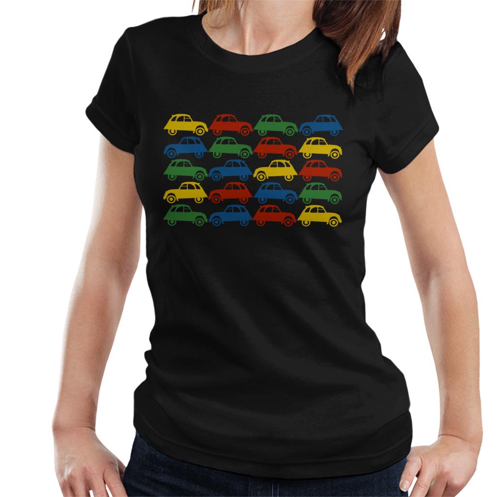 Citroën 2CV Vintage Multi Colour Pattern Women's T-Shirt-ALL + EVERY