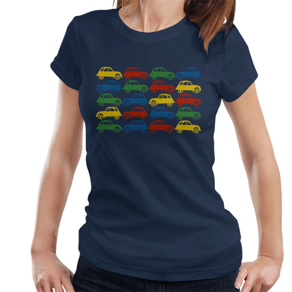 Citroën 2CV Vintage Multi Colour Pattern Women's T-Shirt-ALL + EVERY