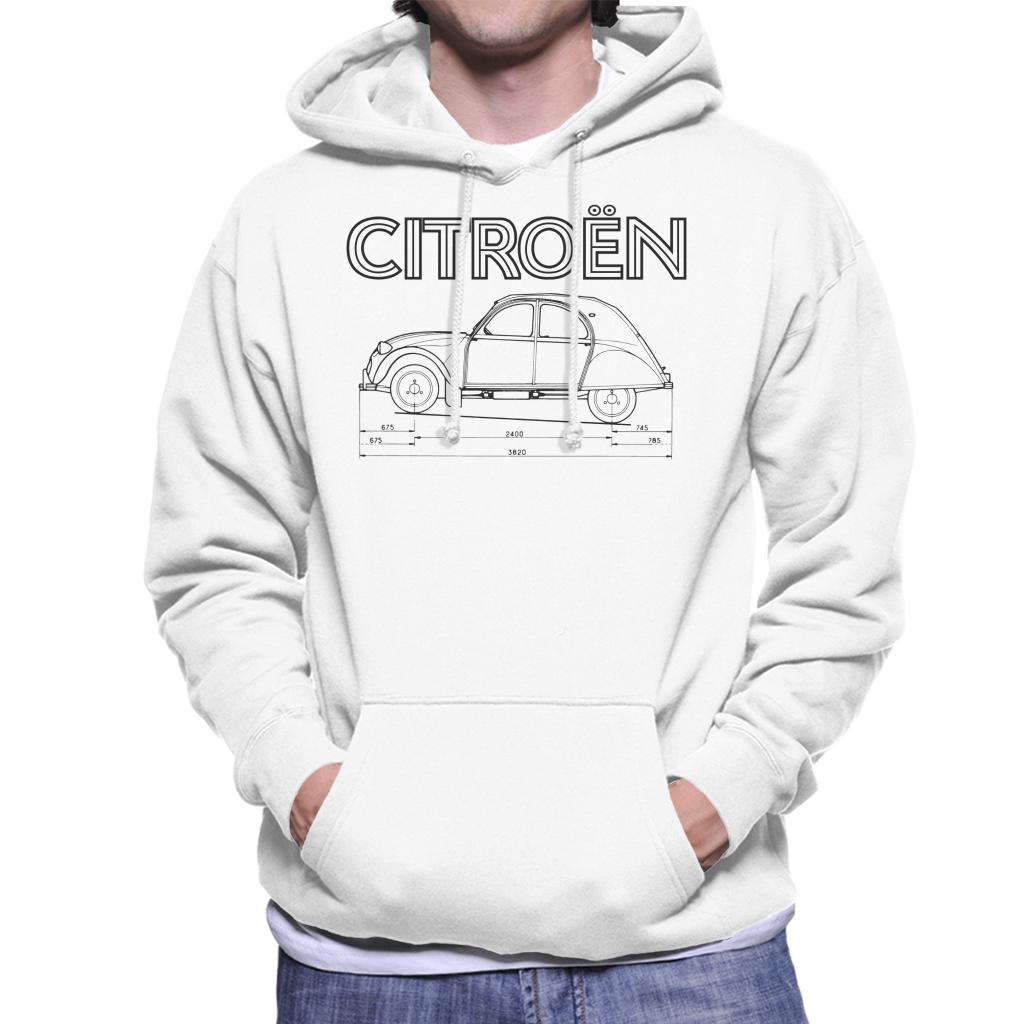 Citroën 2CV Dimensions Black Diagram Men's Hooded Sweatshirt-ALL + EVERY