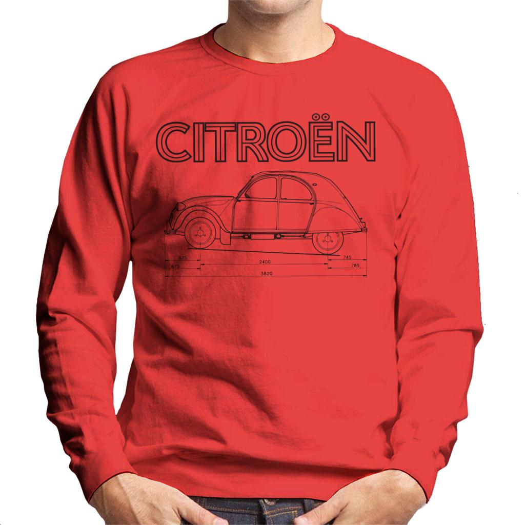 Citroën 2CV Dimensions Black Diagram Men's Sweatshirt-ALL + EVERY