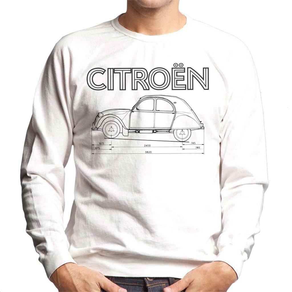 Citroën 2CV Dimensions Black Diagram Men's Sweatshirt-ALL + EVERY