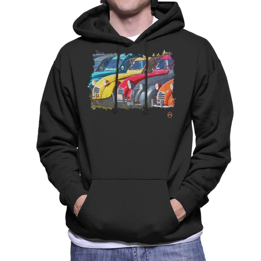 Citroën 2CV In A Line Retro Photo Men's Hooded Sweatshirt-ALL + EVERY