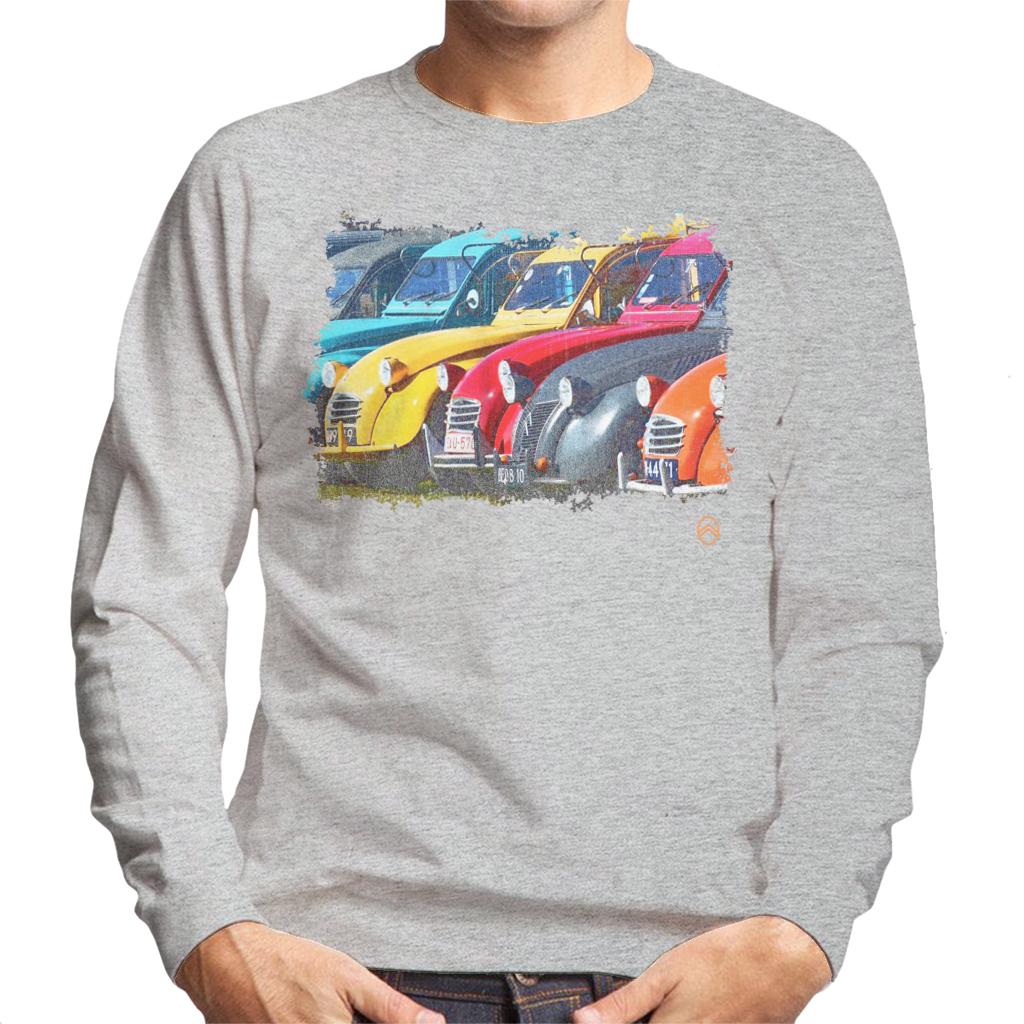 Citroën 2CV In A Line Retro Photo Men's Sweatshirt-ALL + EVERY