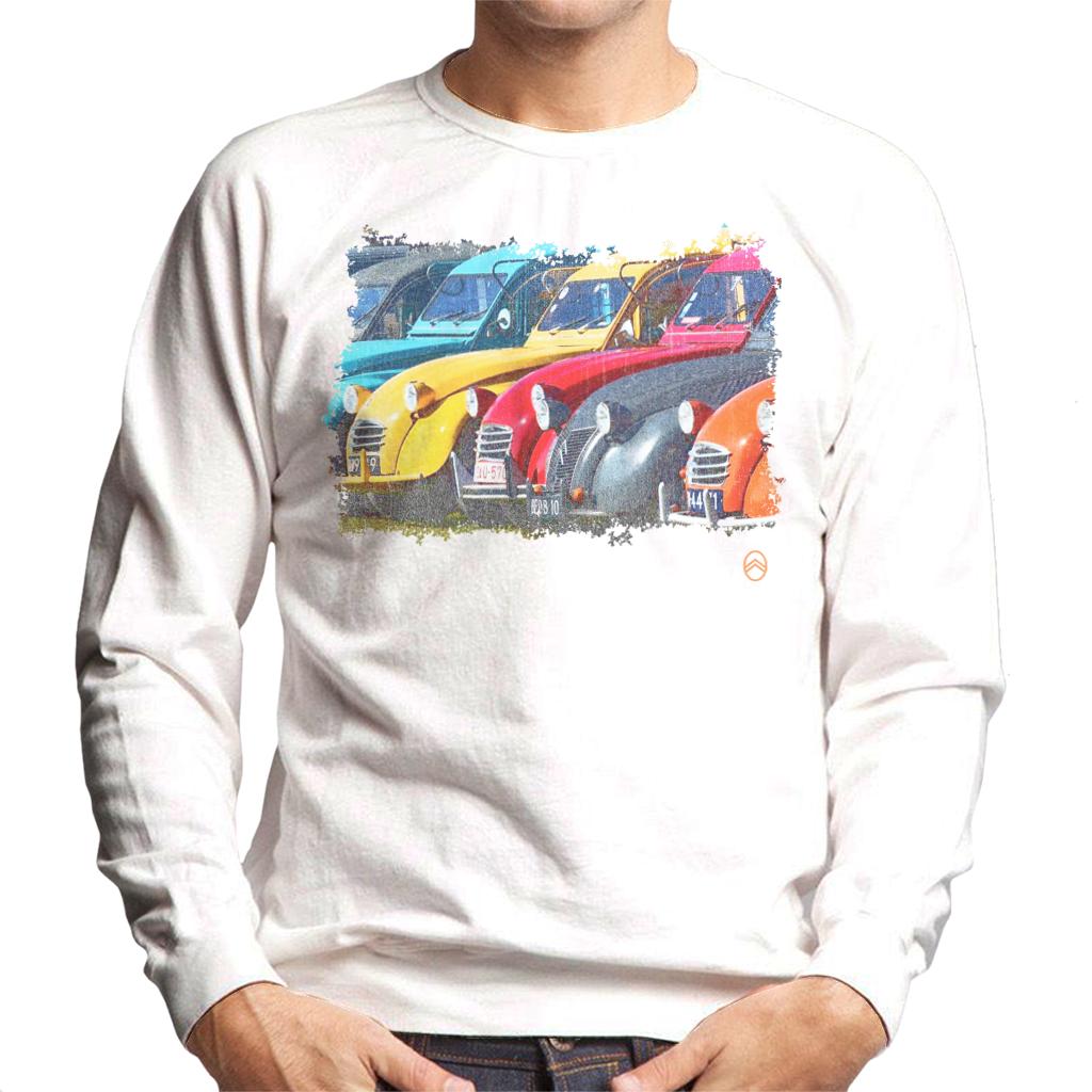 Citroën 2CV In A Line Retro Photo Men's Sweatshirt-ALL + EVERY