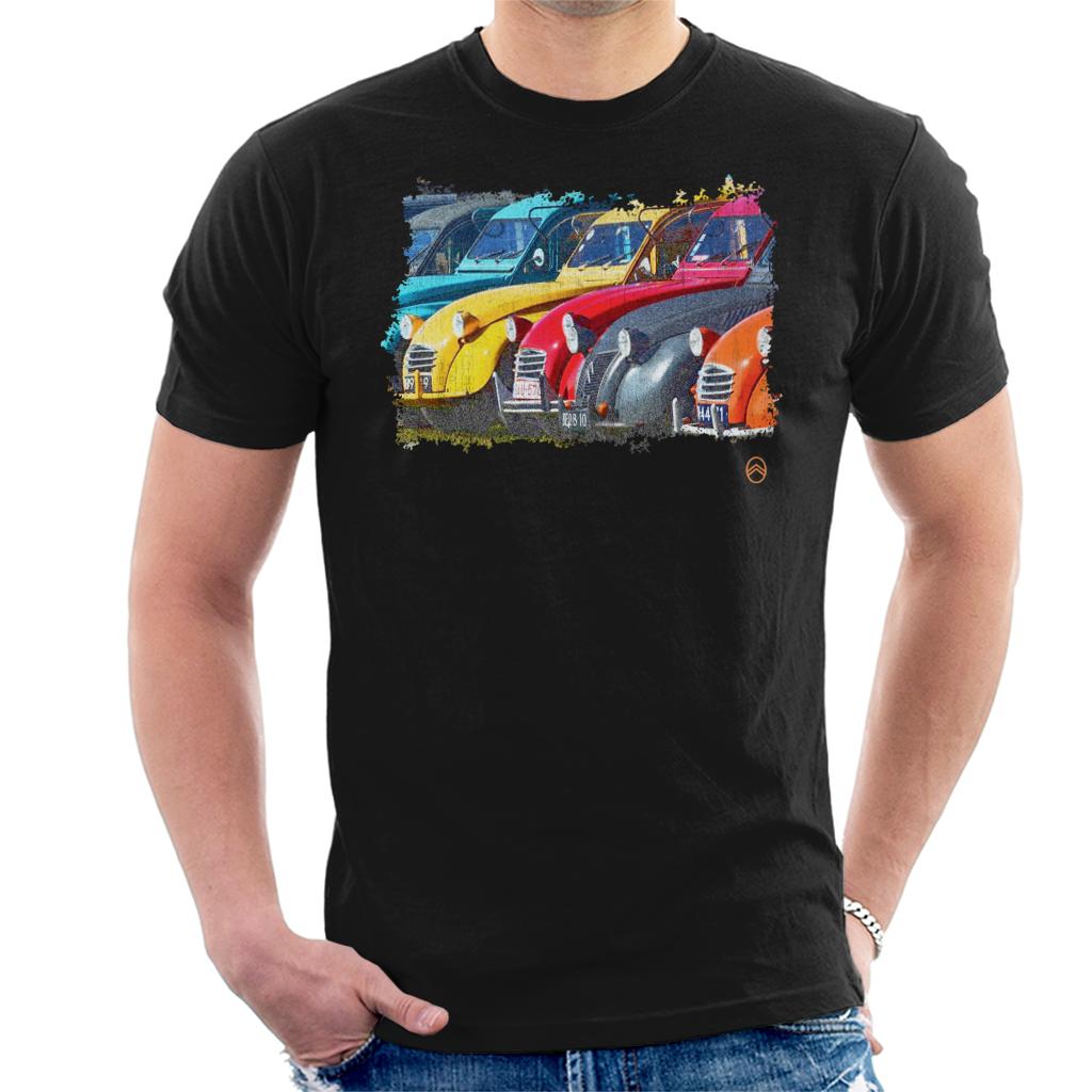 Citroën 2CV In A Line Retro Photo Men's T-Shirt-ALL + EVERY