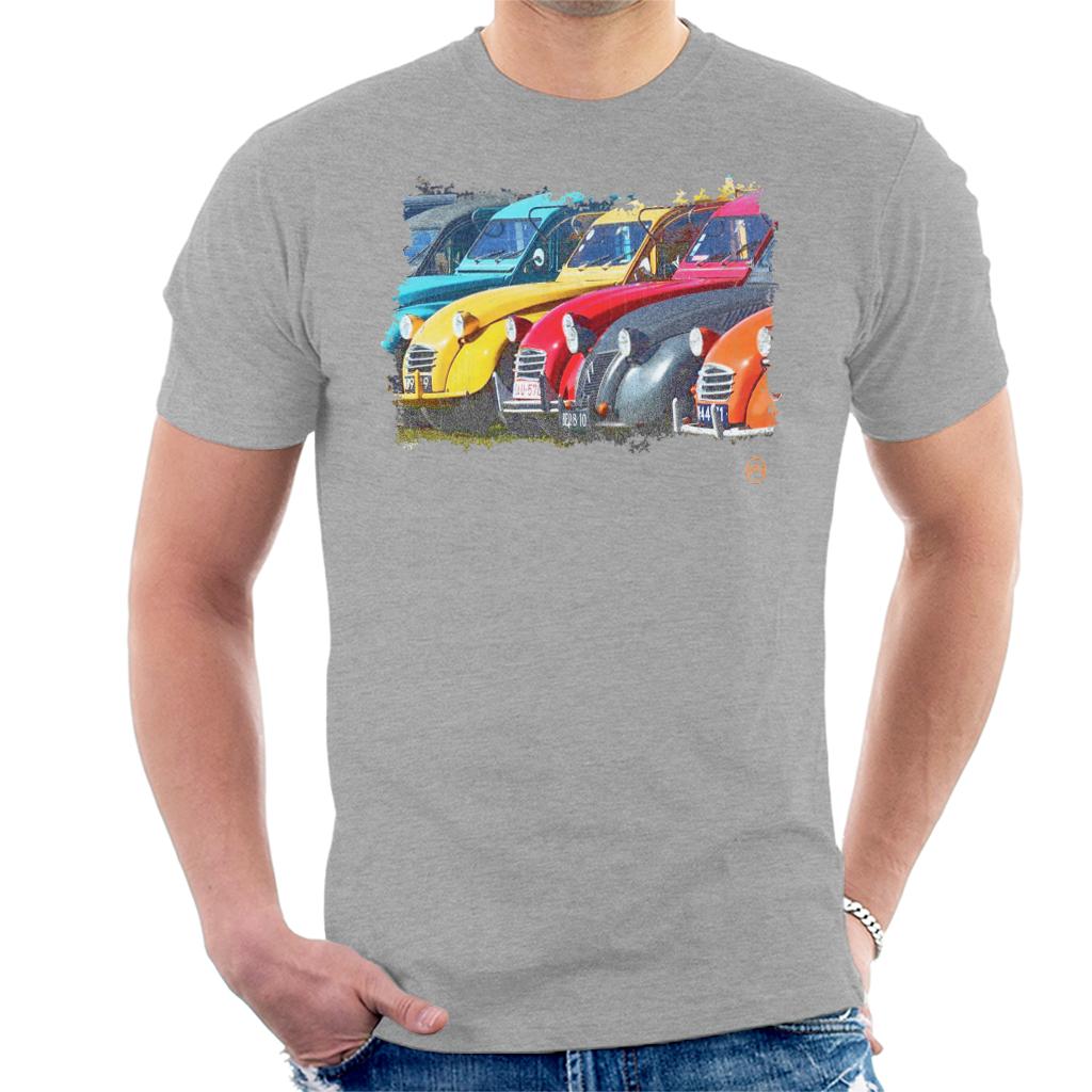 Citroën 2CV In A Line Retro Photo Men's T-Shirt-ALL + EVERY