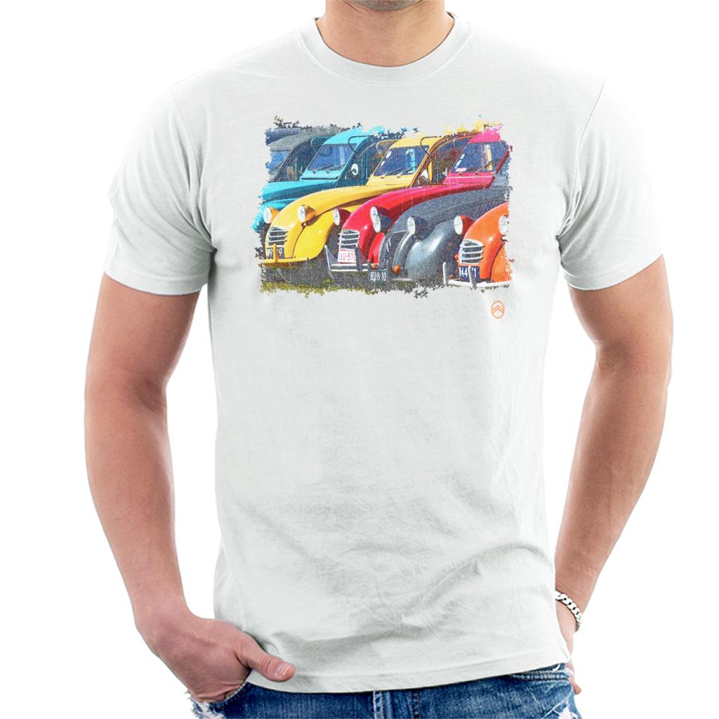 Citroën 2CV In A Line Retro Photo Men's T-Shirt-ALL + EVERY