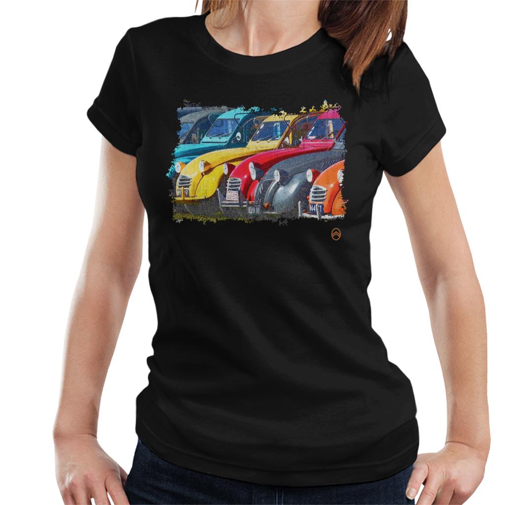 Citroën 2CV In A Line Retro Photo Women's T-Shirt-ALL + EVERY