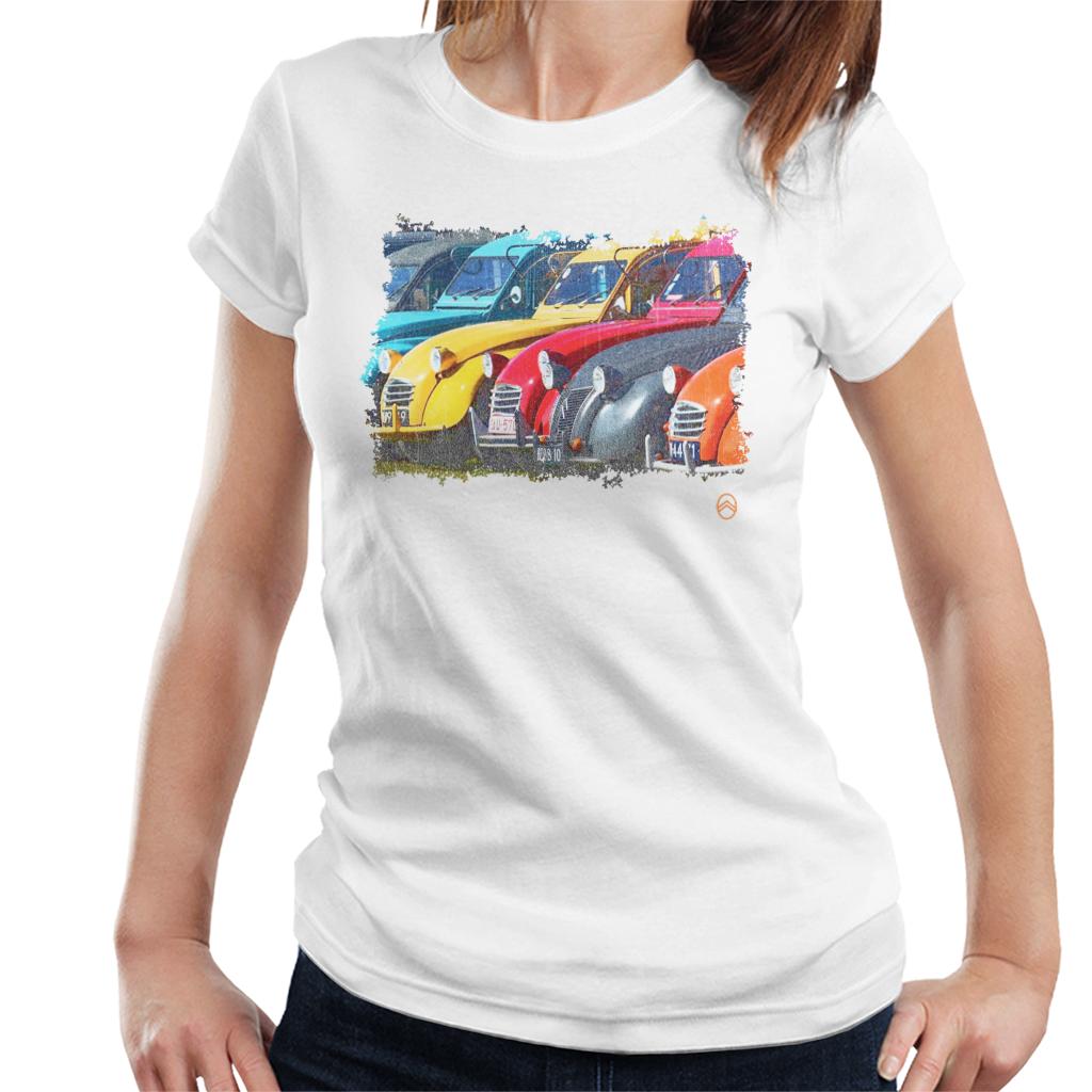 Citroën 2CV In A Line Retro Photo Women's T-Shirt-ALL + EVERY