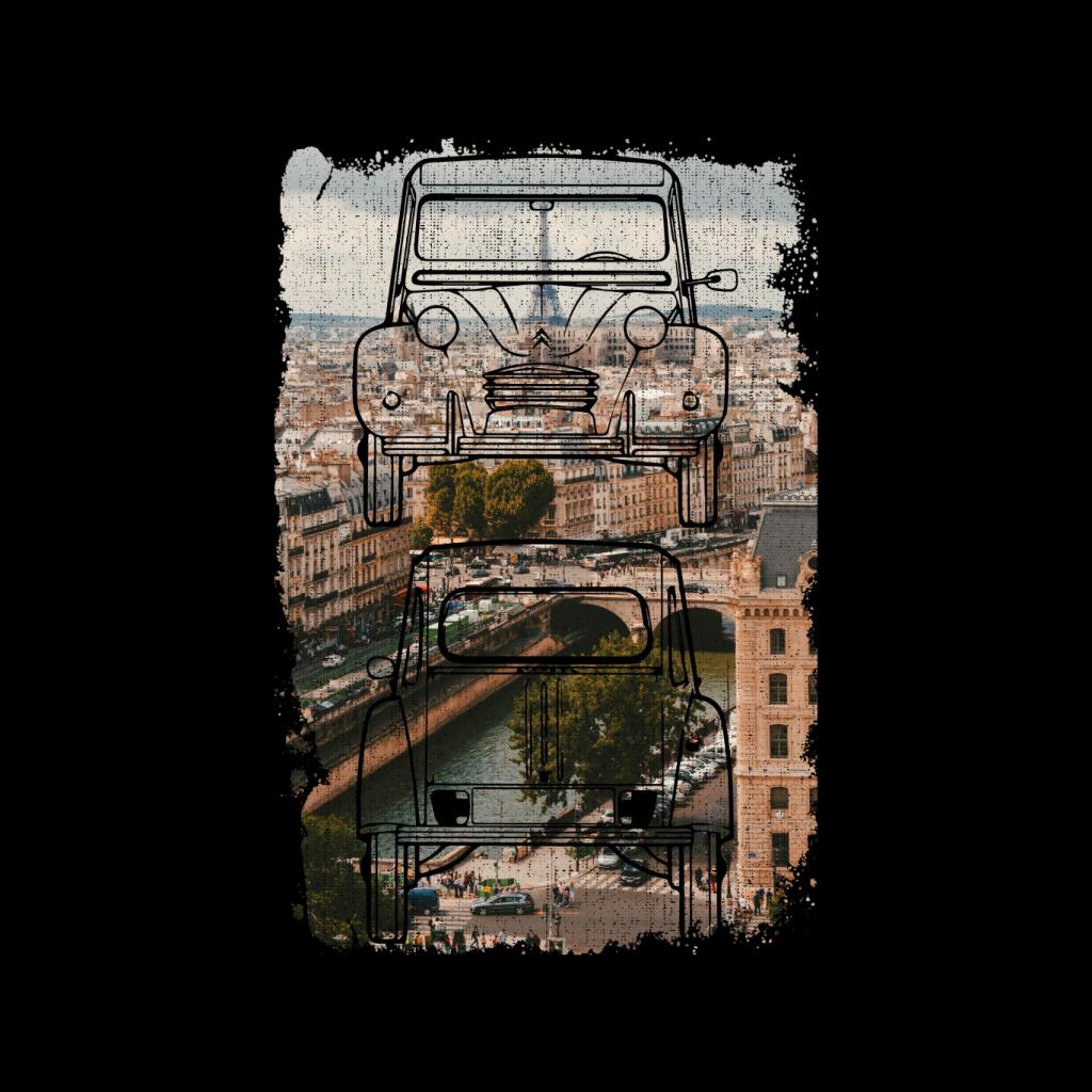 Citroën 2CV Retro Drawing Over Paris Women's T-Shirt-ALL + EVERY