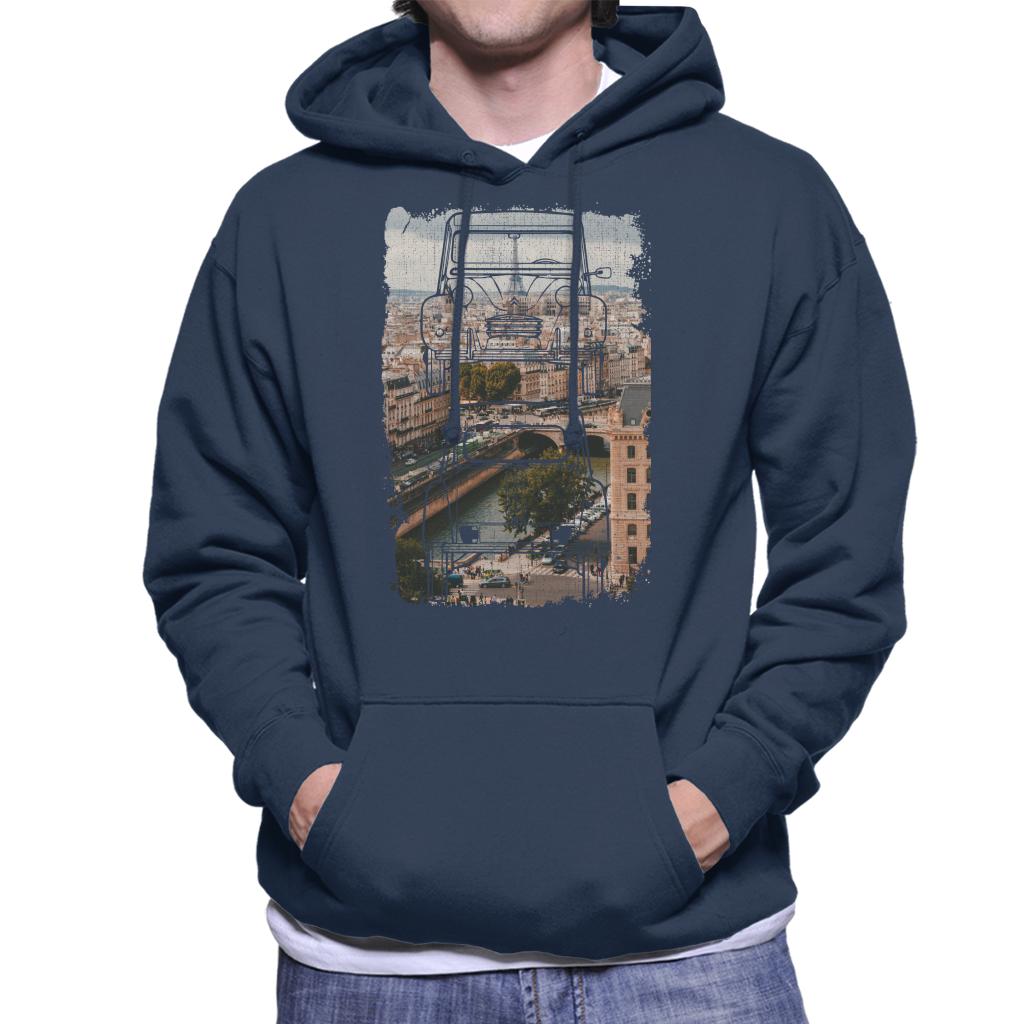 Citroën 2CV Retro Drawing Over Paris Men's Hooded Sweatshirt-ALL + EVERY