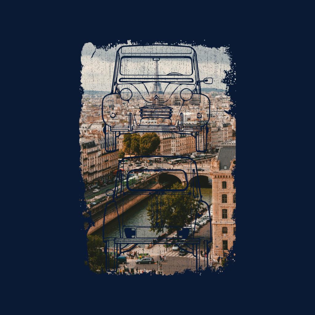 Citroën 2CV Retro Drawing Over Paris Women's T-Shirt-ALL + EVERY