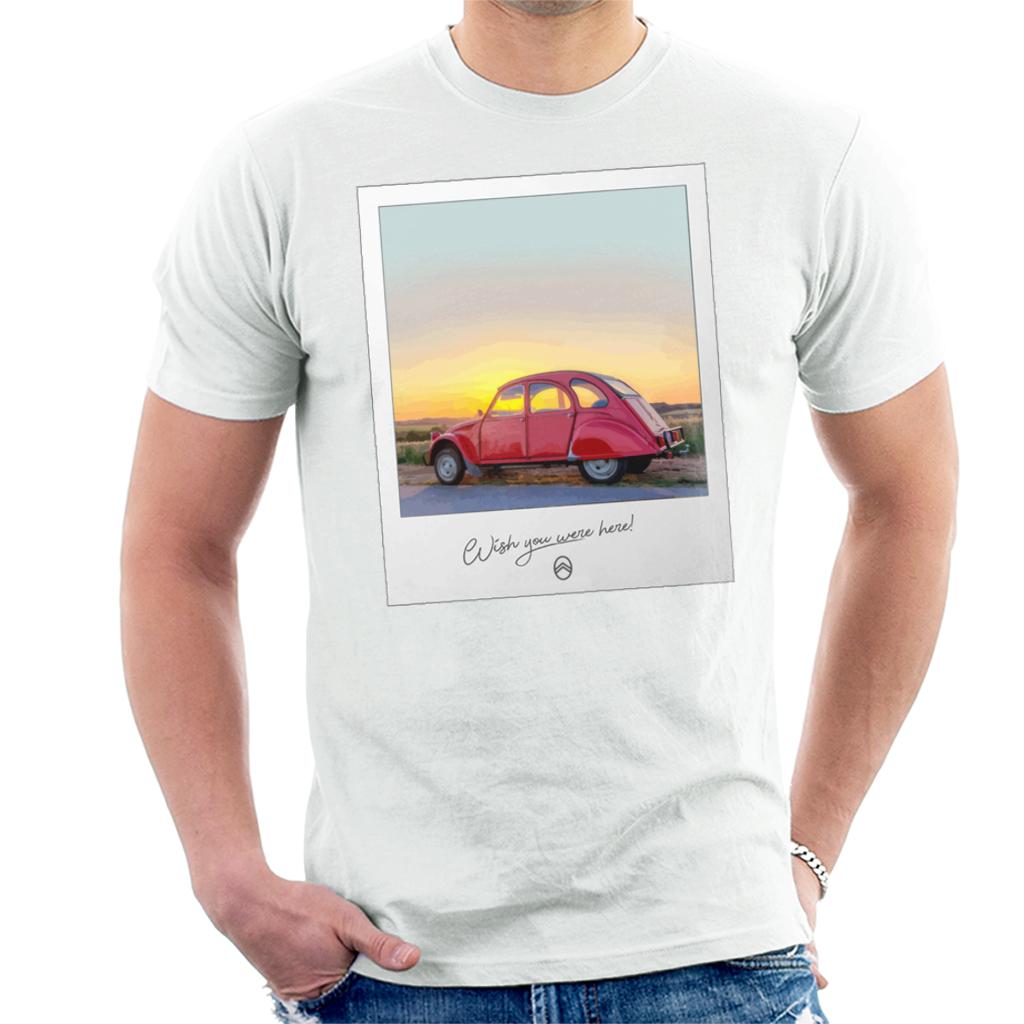 Citroën 2CV Wish You Were Here Photo For Light Men's T-Shirt-ALL + EVERY