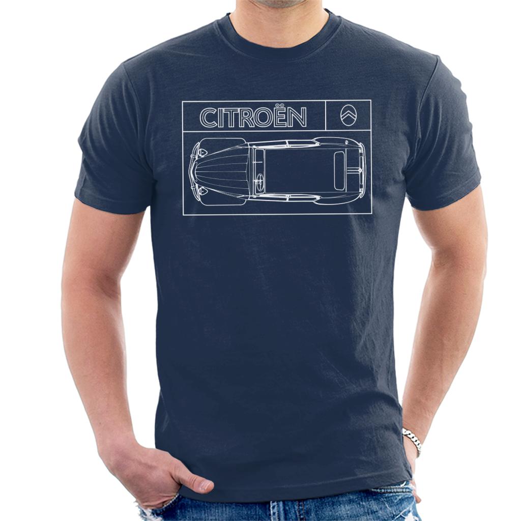 Citroën 2CV White Diagram Top View Men's T-Shirt-ALL + EVERY