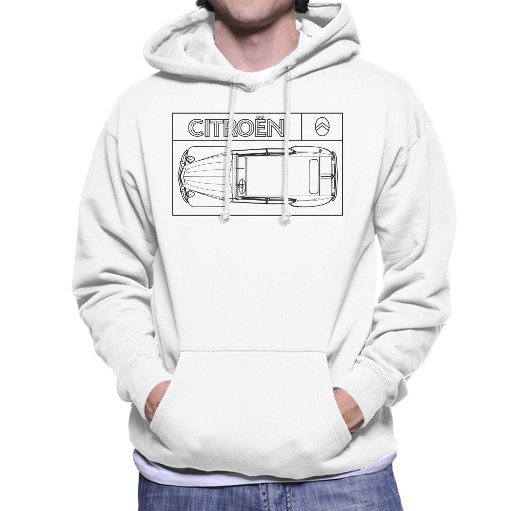 Citroën 2CV Black Diagram Top View Men's Hooded Sweatshirt-ALL + EVERY