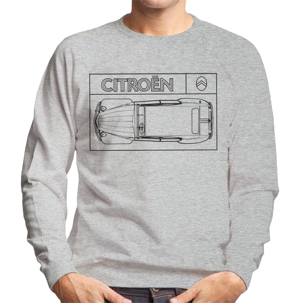 Citroën 2CV Black Diagram Top View Men's Sweatshirt-ALL + EVERY