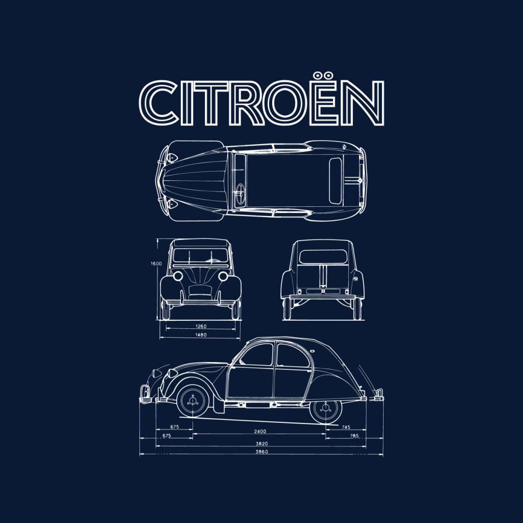 Citroën 2CV White Diagram Views Men's T-Shirt-ALL + EVERY