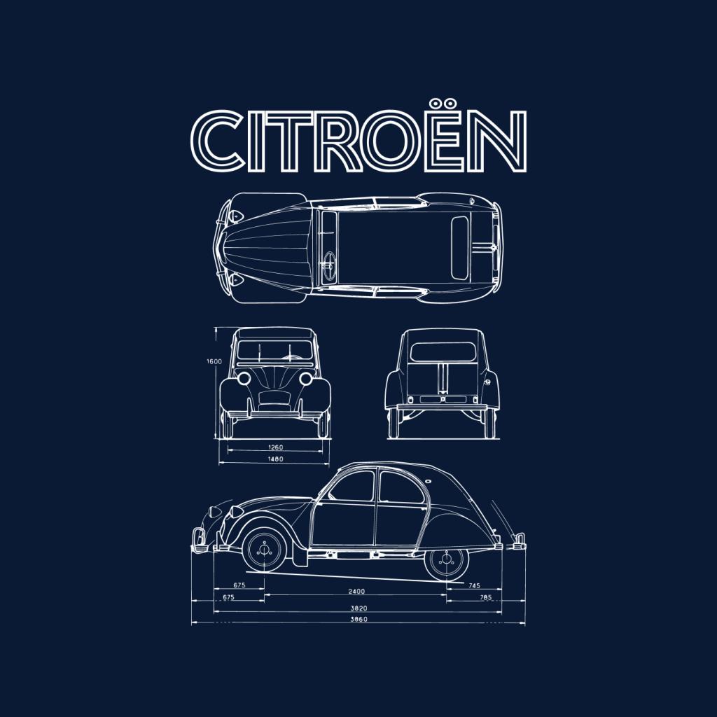 Citroën 2CV White Diagram Views Women's Hooded Sweatshirt-ALL + EVERY