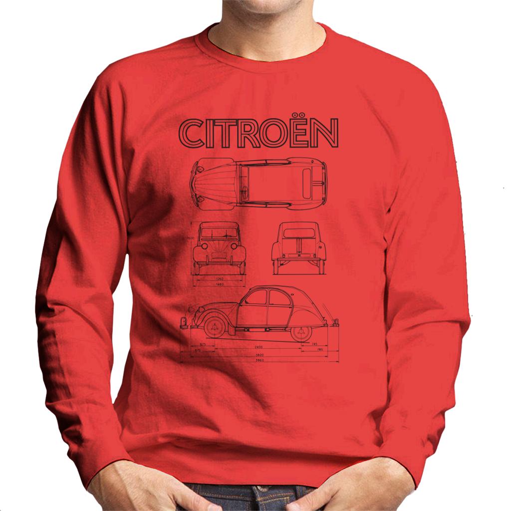 Citroën 2CV Black Diagram Views Men's Sweatshirt-ALL + EVERY