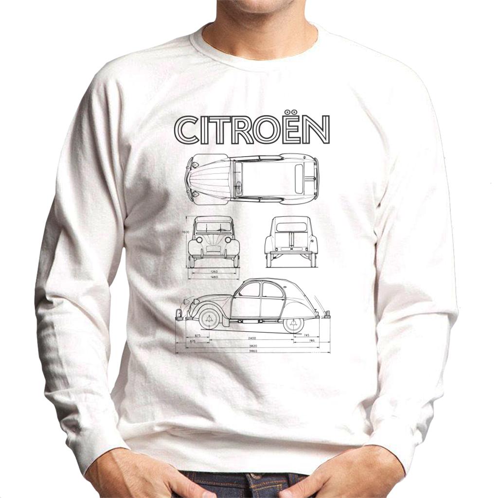 Citroën 2CV Black Diagram Views Men's Sweatshirt-ALL + EVERY