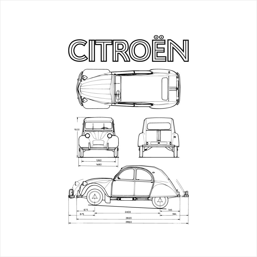 Citroën 2CV Black Diagram Views Men's T-Shirt-ALL + EVERY