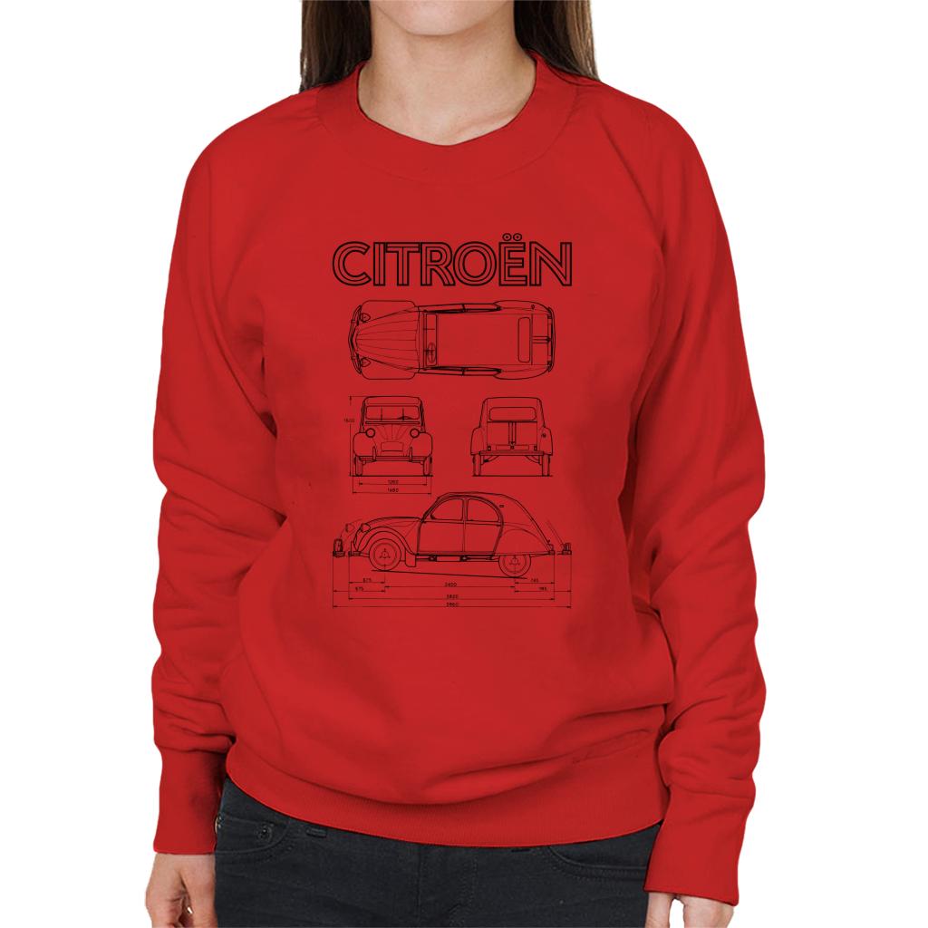 Citroën 2CV Black Diagram Views Women's Sweatshirt-ALL + EVERY