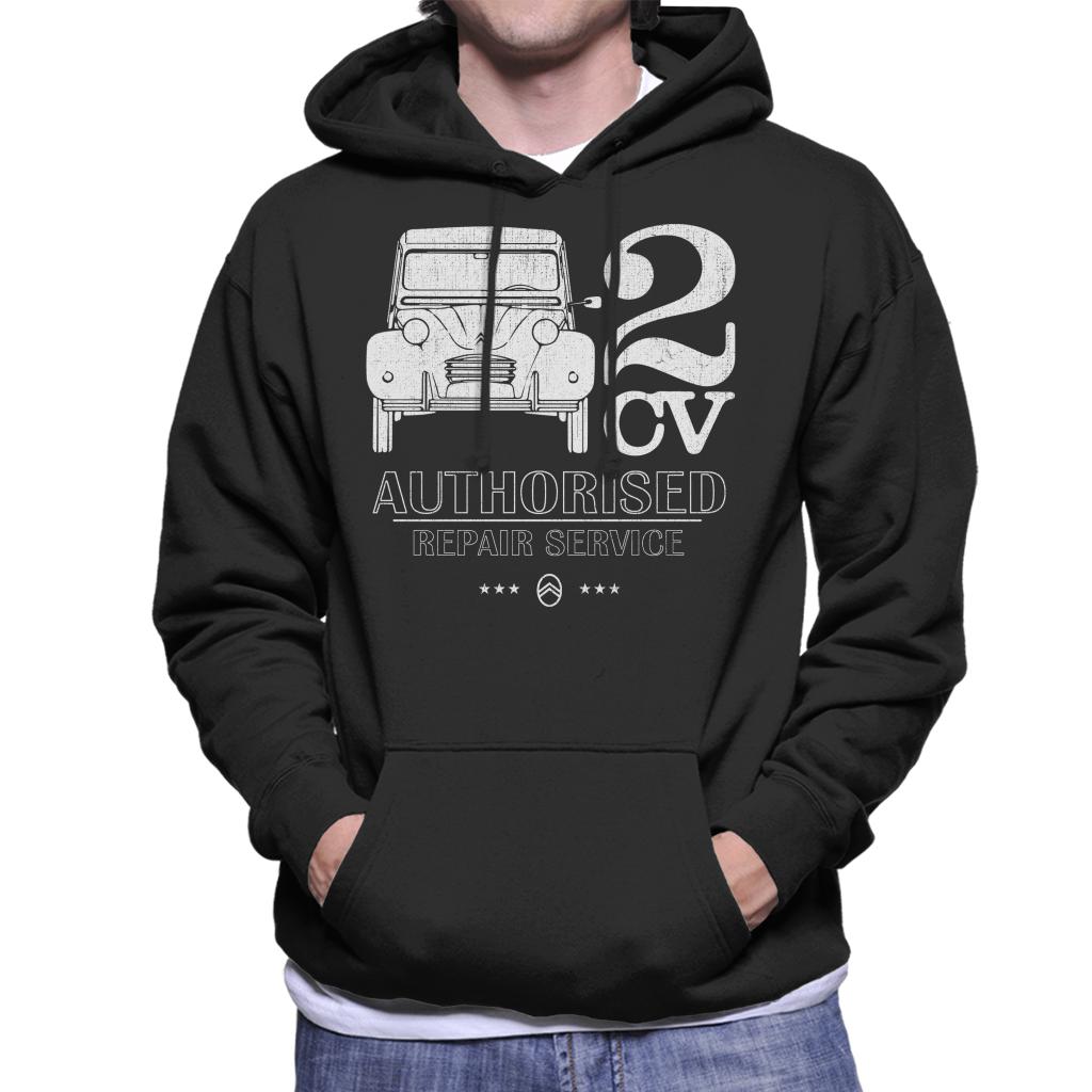 Citroën 2CV Authorised Repair Service White Logo Men's Hooded Sweatshirt-ALL + EVERY