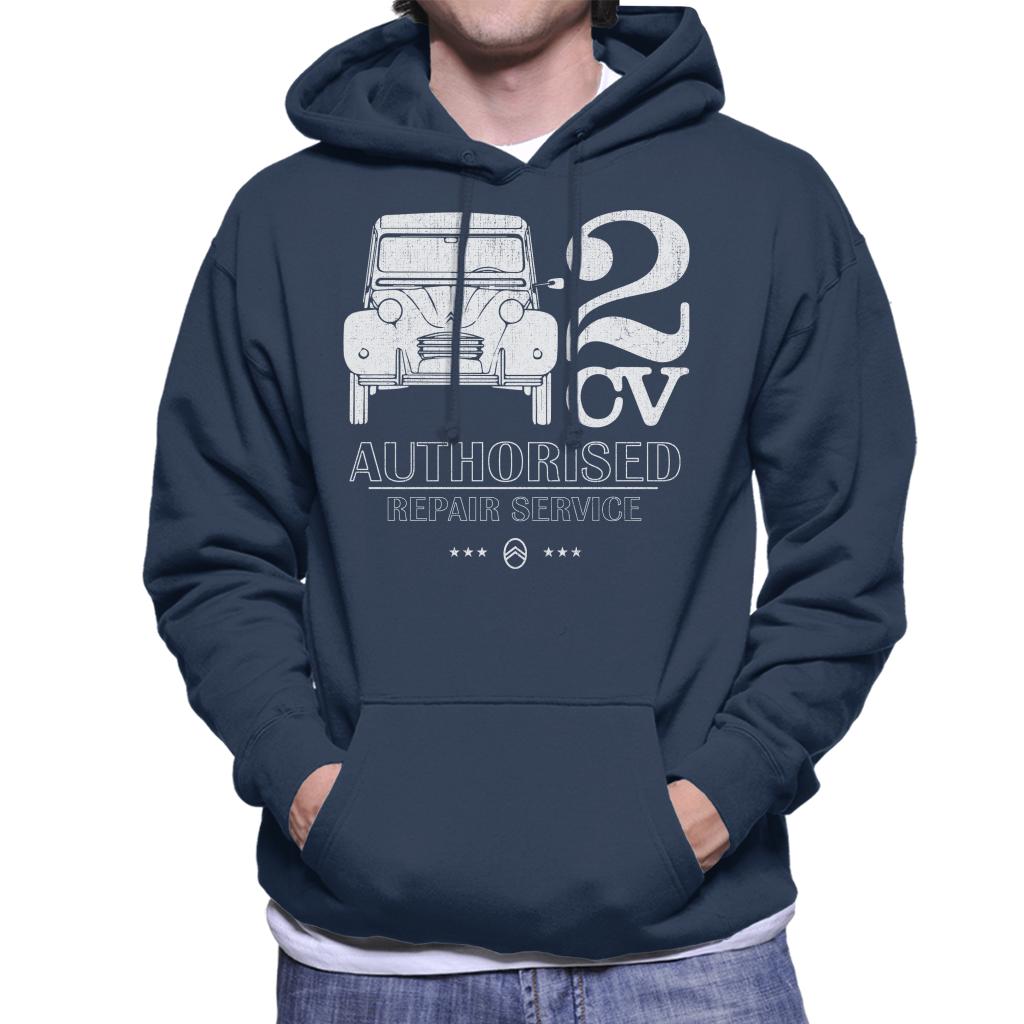 Citroën 2CV Authorised Repair Service White Logo Men's Hooded Sweatshirt-ALL + EVERY