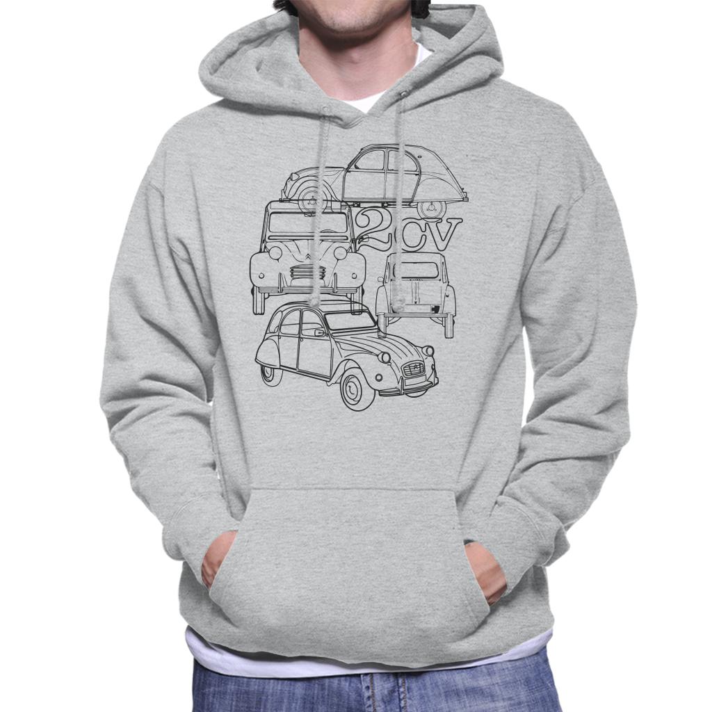 Citroën 2CV Black Angle Montage Men's Hooded Sweatshirt-ALL + EVERY