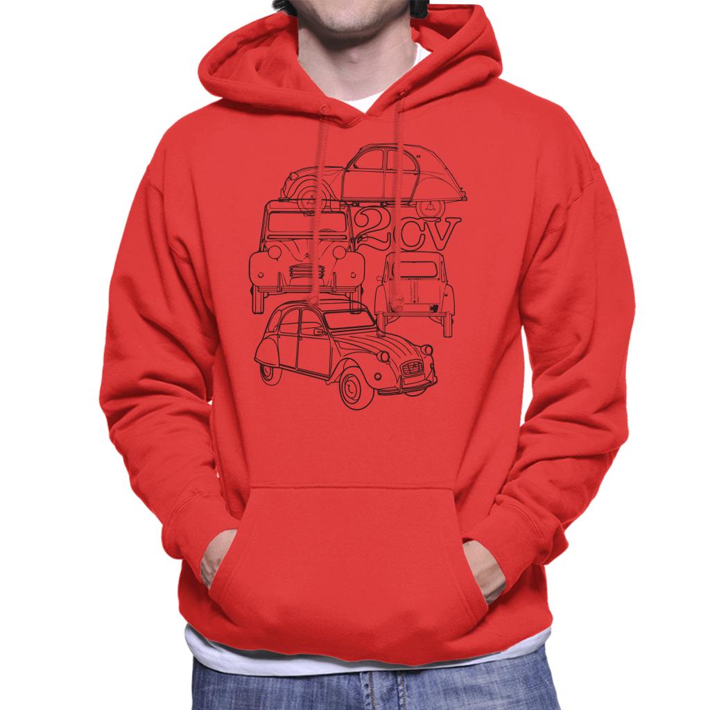 Citroën 2CV Black Angle Montage Men's Hooded Sweatshirt-ALL + EVERY