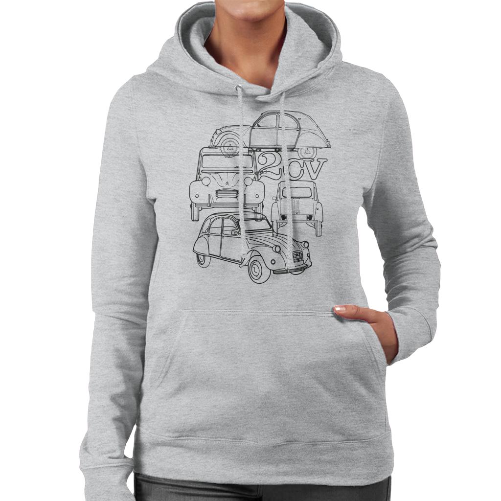 Citroën 2CV Black Angle Montage Women's Hooded Sweatshirt-ALL + EVERY