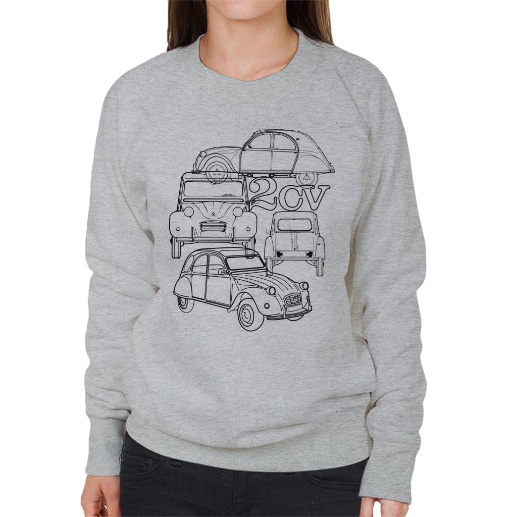 Citroën 2CV Black Angle Montage Women's Sweatshirt-ALL + EVERY