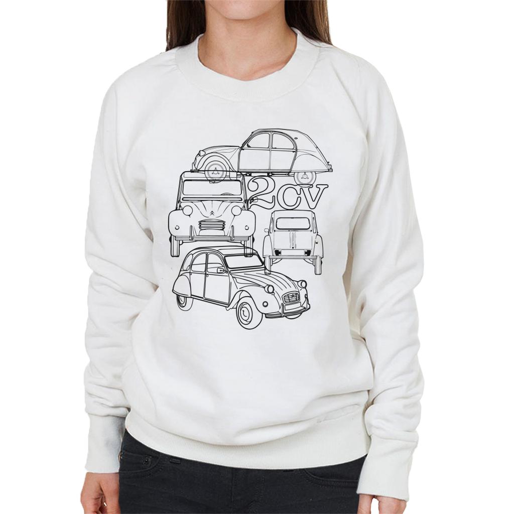 Citroën 2CV Black Angle Montage Women's Sweatshirt-ALL + EVERY