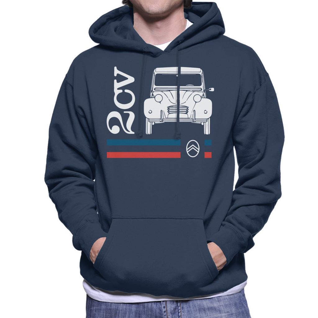 Citroën White 2CV Racing Stripes Men's Hooded Sweatshirt-ALL + EVERY