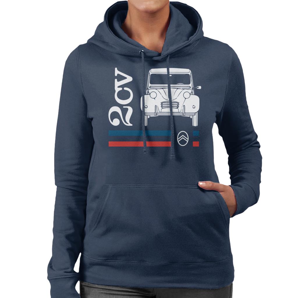 Citroën White 2CV Racing Stripes Women's Hooded Sweatshirt-ALL + EVERY