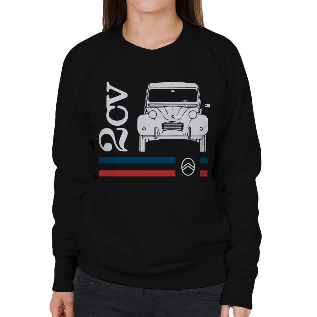 Citroën White 2CV Racing Stripes Women's Sweatshirt-ALL + EVERY