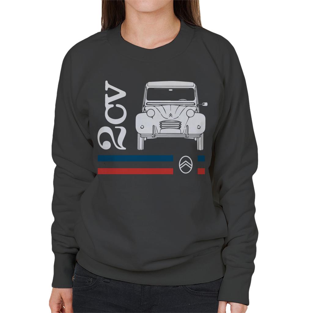 Citroën White 2CV Racing Stripes Women's Sweatshirt-ALL + EVERY