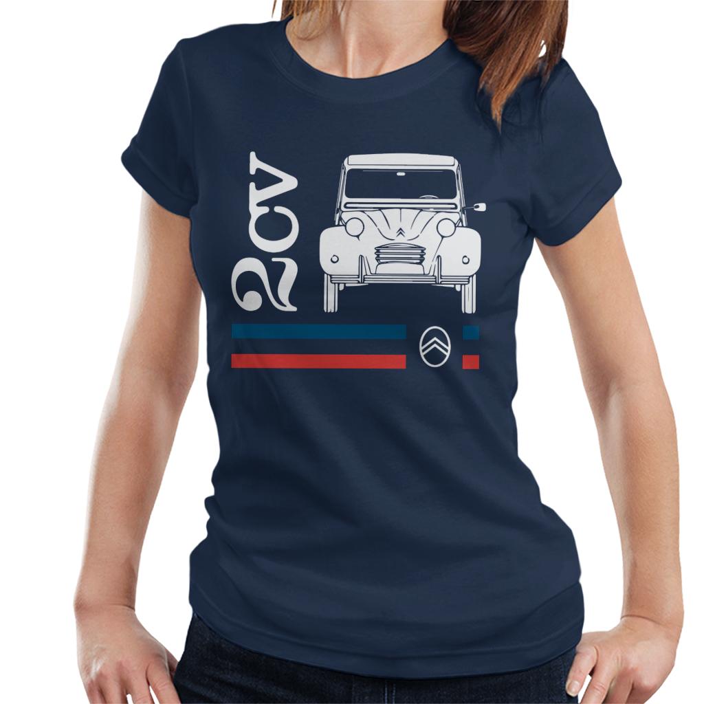 Citroën White 2CV Racing Stripes Women's T-Shirt-ALL + EVERY